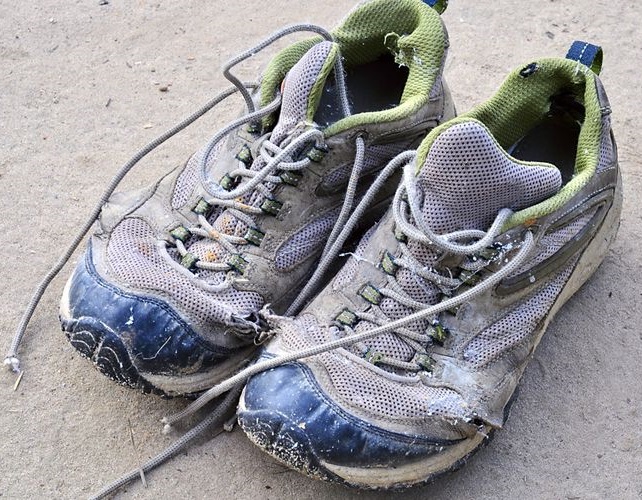 Over worn and damaged sneakers